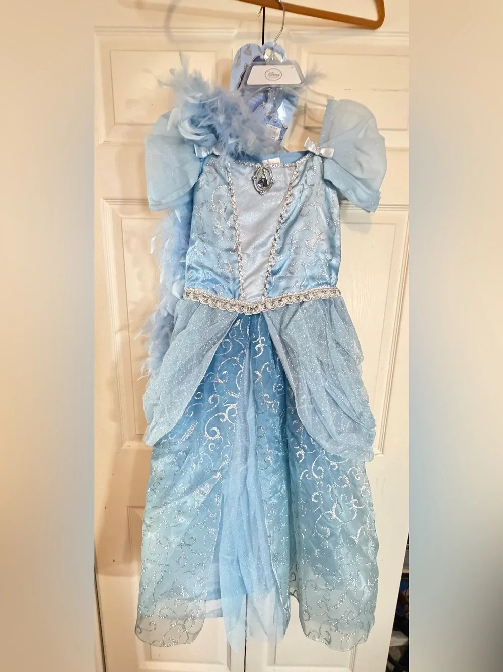 Disney Store Cinderella Princess Deluxe Dress Gown Costume Large 10 Tiara Boa